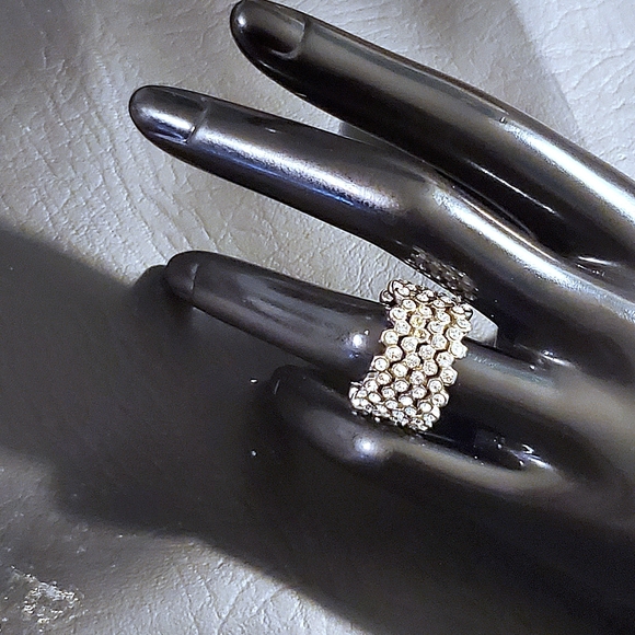 Silvertone Crystal Statement Ring - Picture 12 of 13